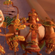 The bow-wielding Skull Princess, the hulking Puma Barbarian, and the strangely coiffed Rooster Wizard stand ready for action.
